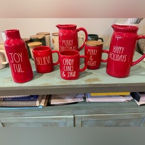 Red Holiday Mug and Pitcher Set